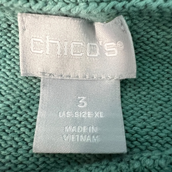 Chico's Linen Cotton Womens Sweater XL Flowy Breathable Coastal Nautical Beachy - Picture 2 of 10